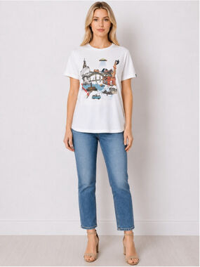 Moncat x Typographia Portugal Cityscape Graphic Print Shirt Short Sleeve size L